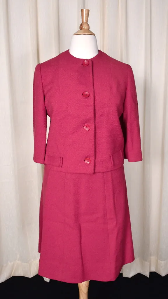 1960s Raspberry Wool Skirt Suit