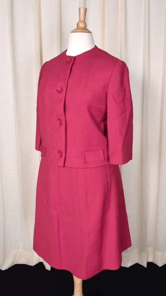 1960s Raspberry Wool Skirt Suit