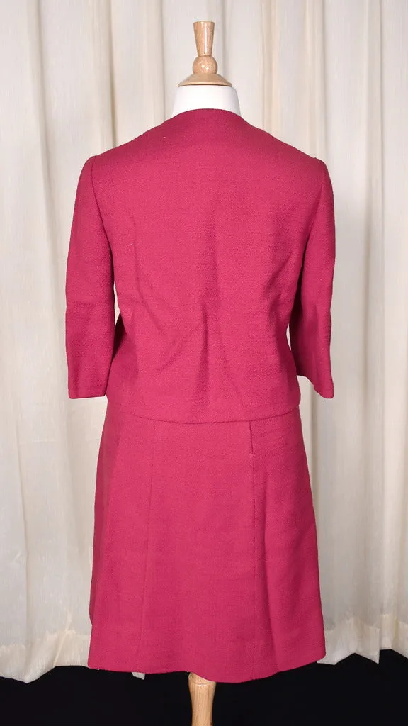 1960s Raspberry Wool Skirt Suit