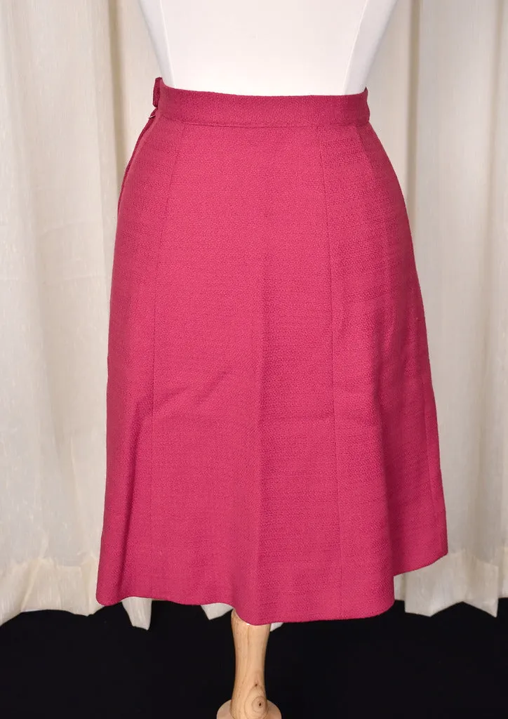 1960s Raspberry Wool Skirt Suit