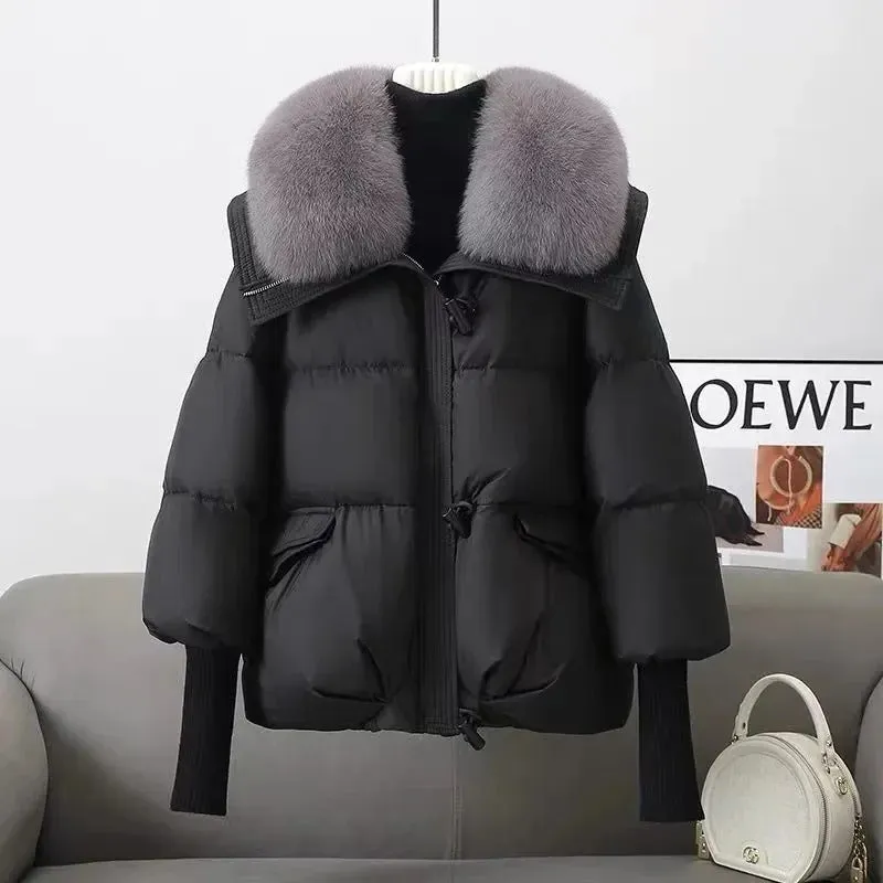 2024 New Loose Ladies Cropped Jacket Winter Woman Parka Overcoat Korean Fashion Female Ultra Light Warm Coat