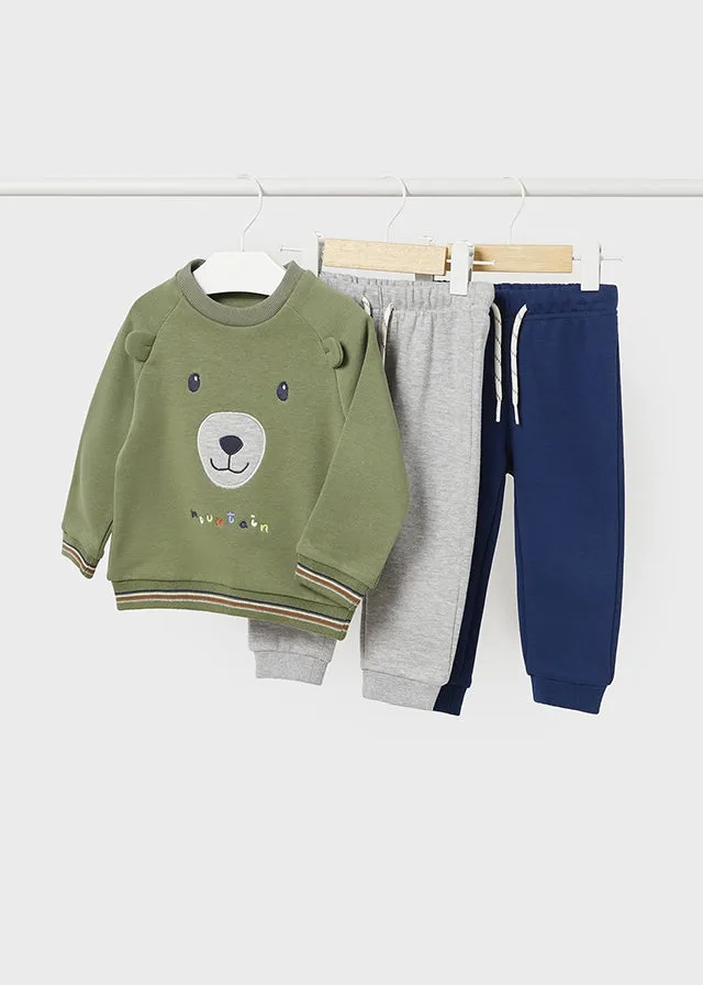 3 Piece Boys Bear Shirt & 2 Pants