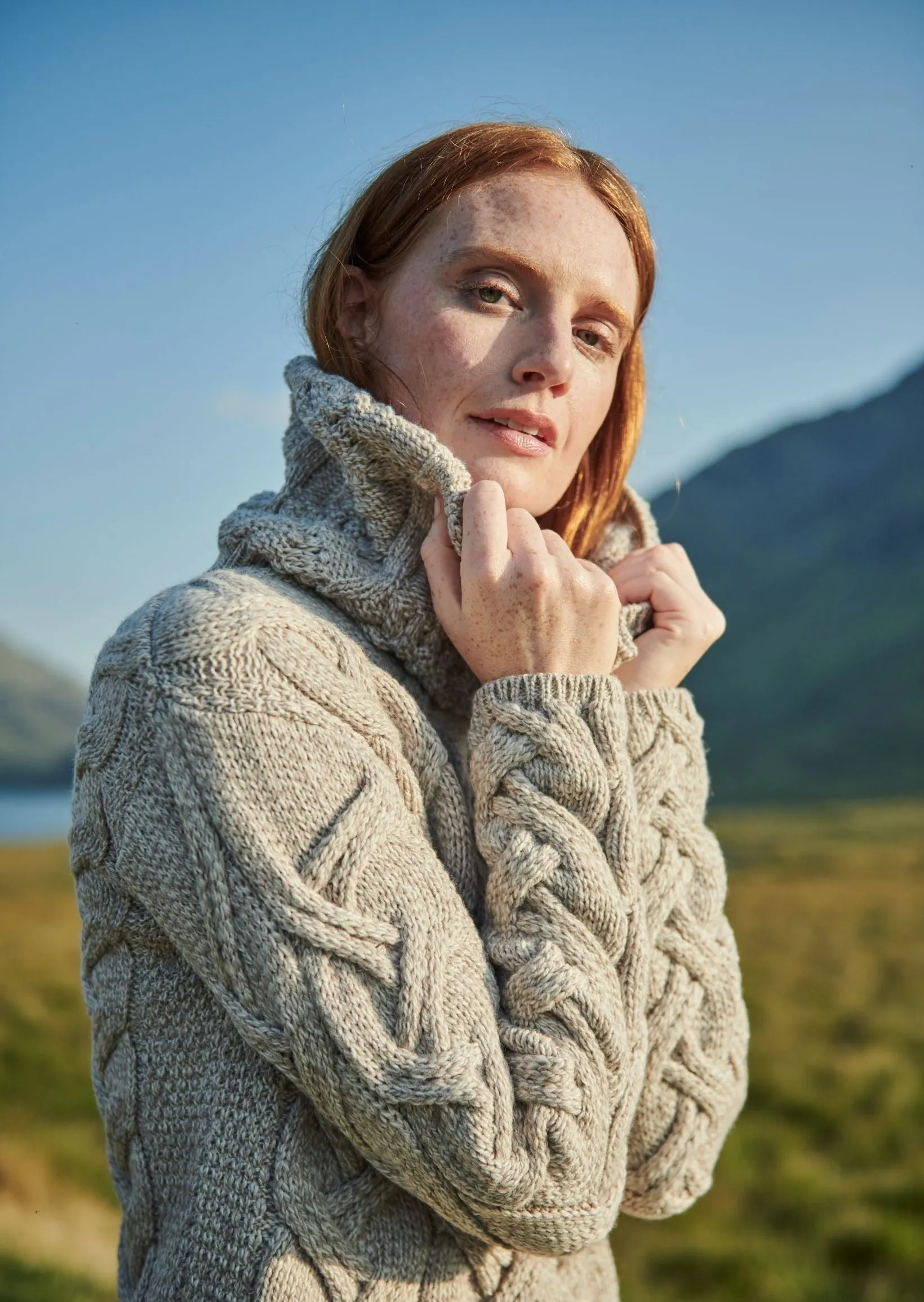 Aran Cowl Neck Chunky Sweater | Oatmeal