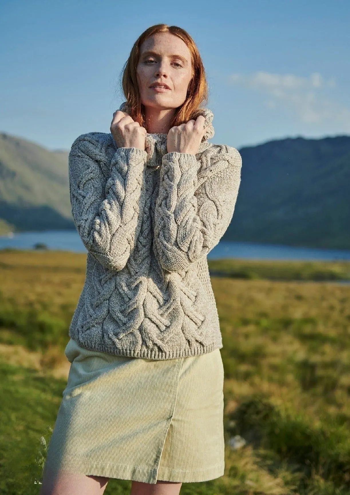 Aran Cowl Neck Chunky Sweater | Oatmeal