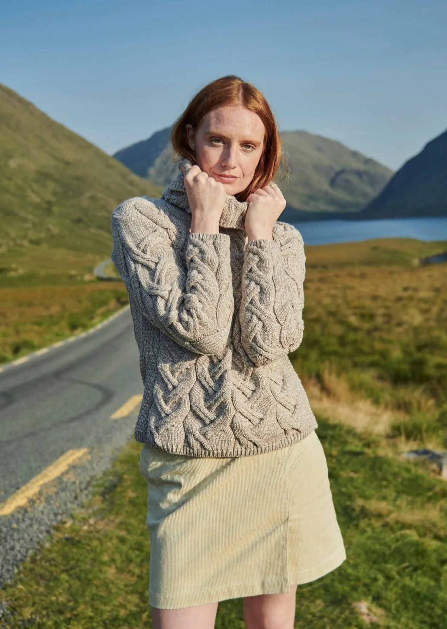 Aran Cowl Neck Chunky Sweater | Oatmeal