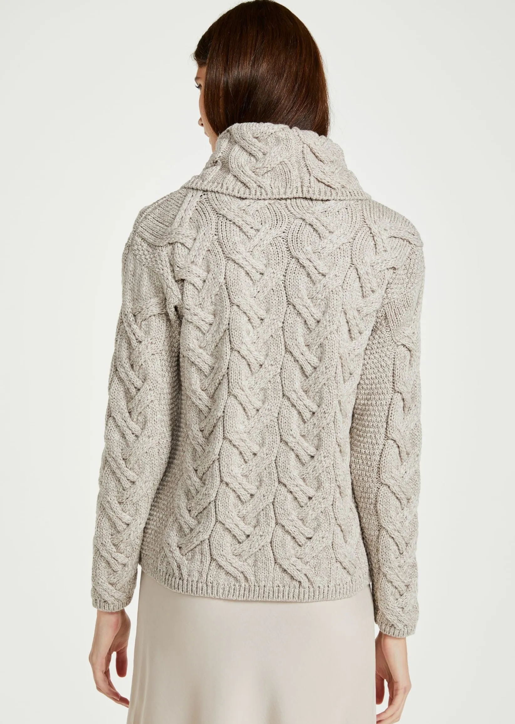 Aran Cowl Neck Chunky Sweater | Oatmeal