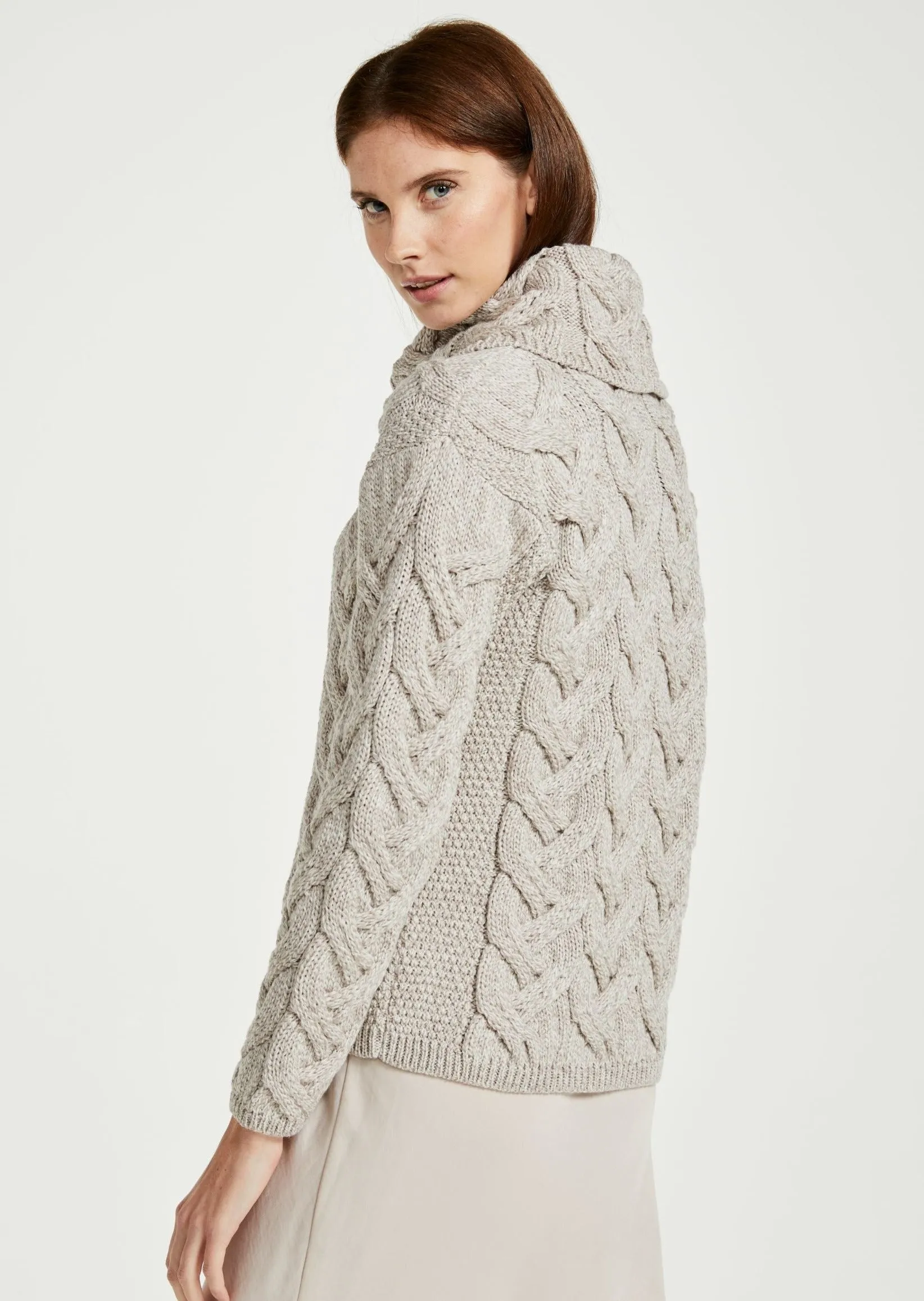 Aran Cowl Neck Chunky Sweater | Oatmeal