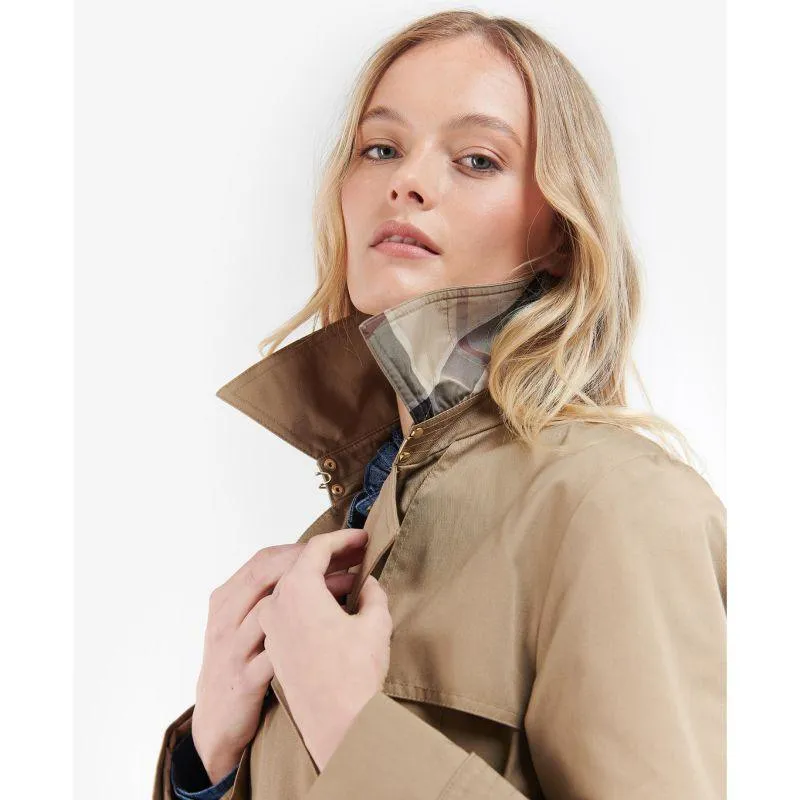 Barbour Greta Ladies Showerproof Trench - Rosewood/Rosewood Tartan