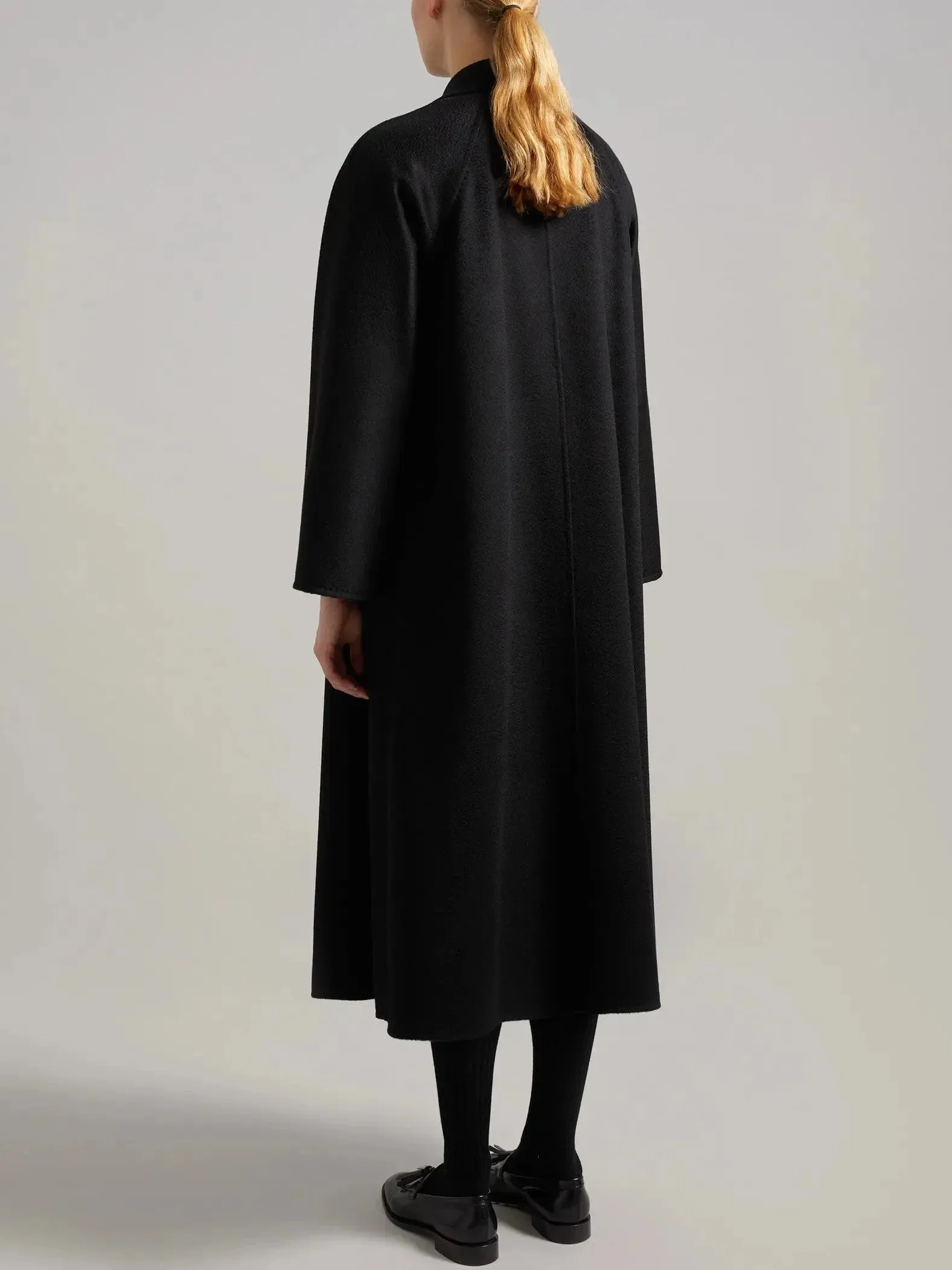 Belted Cashmere and Wool Coat in Black