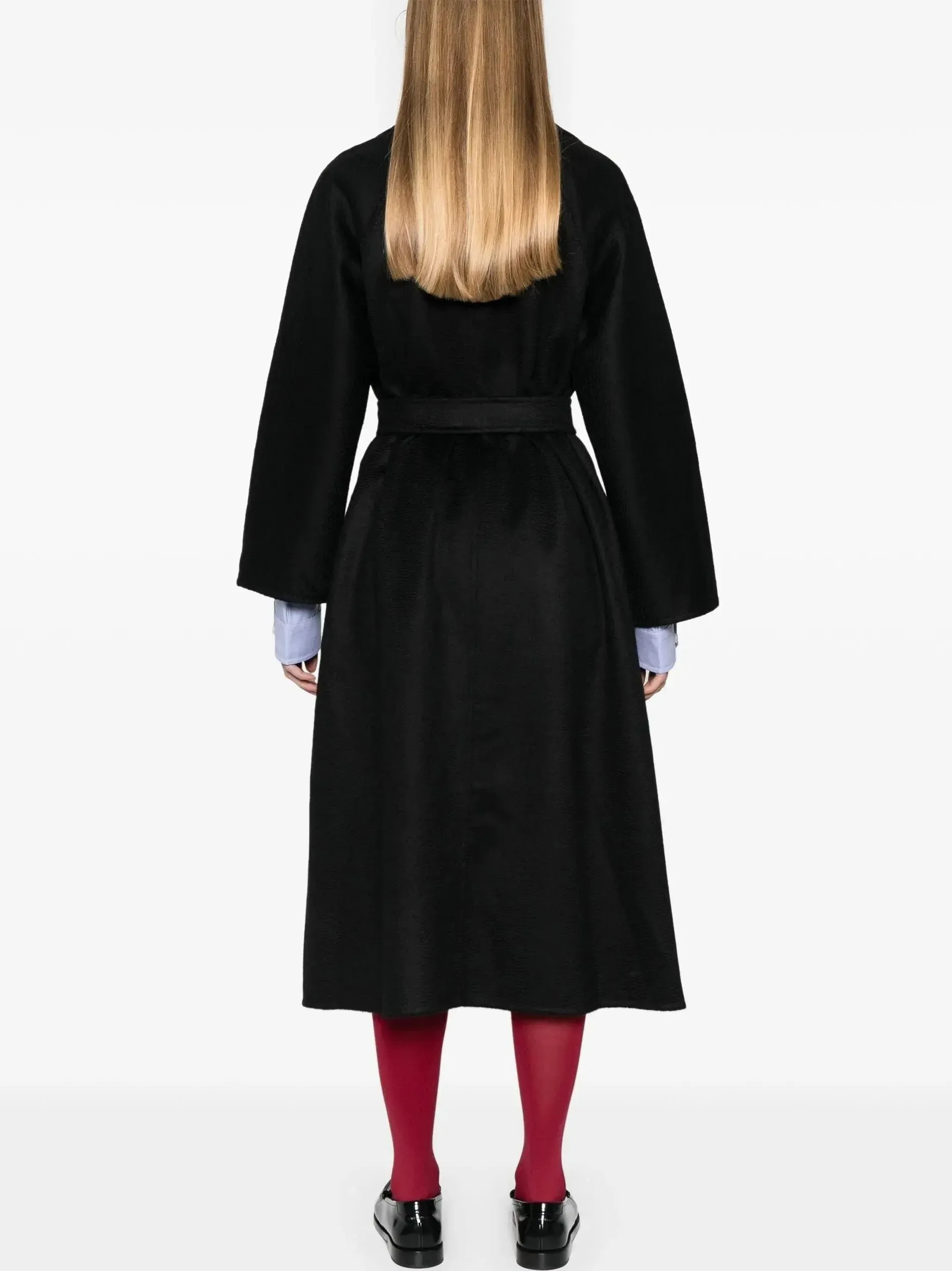 Belted Cashmere and Wool Coat in Black