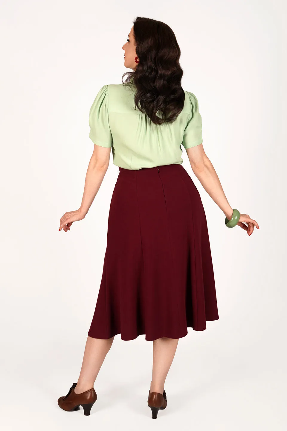 Bette Midi Skirt in Burgundy