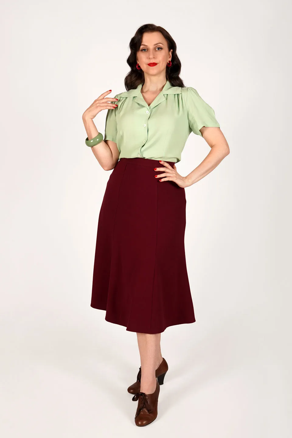 Bette Midi Skirt in Burgundy