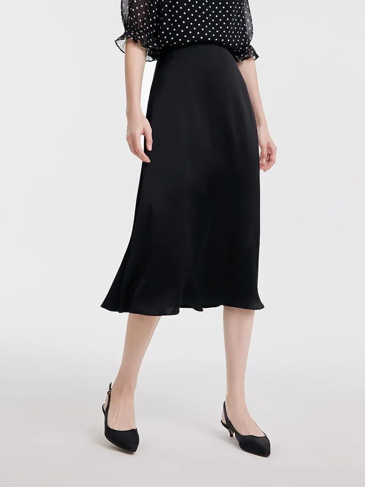 Black Triacetate A-line Skirt