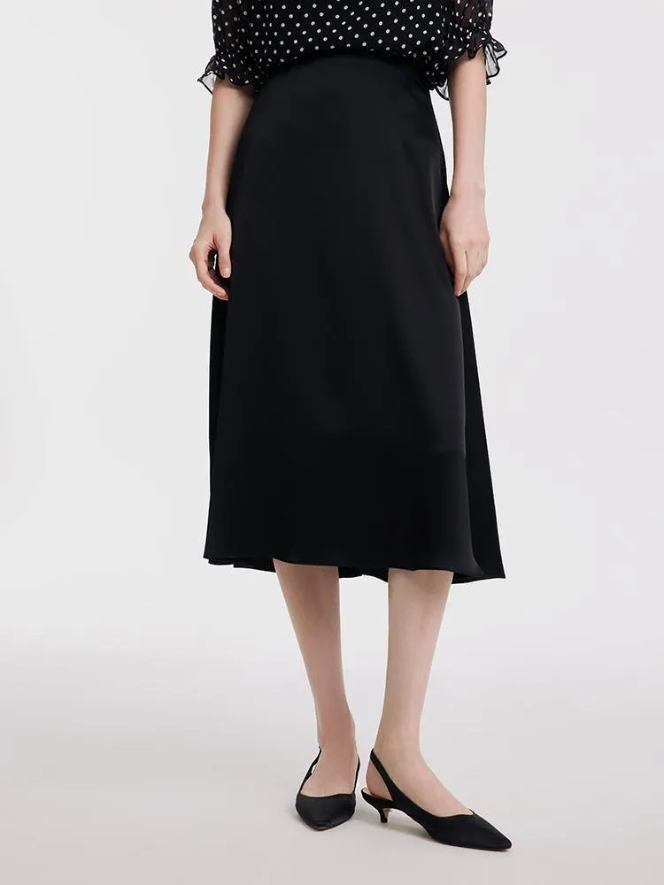 Black Triacetate A-line Skirt