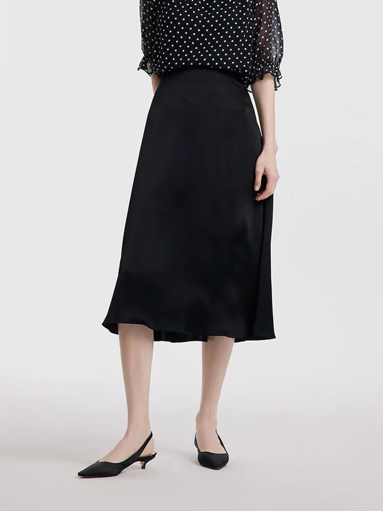 Black Triacetate A-line Skirt