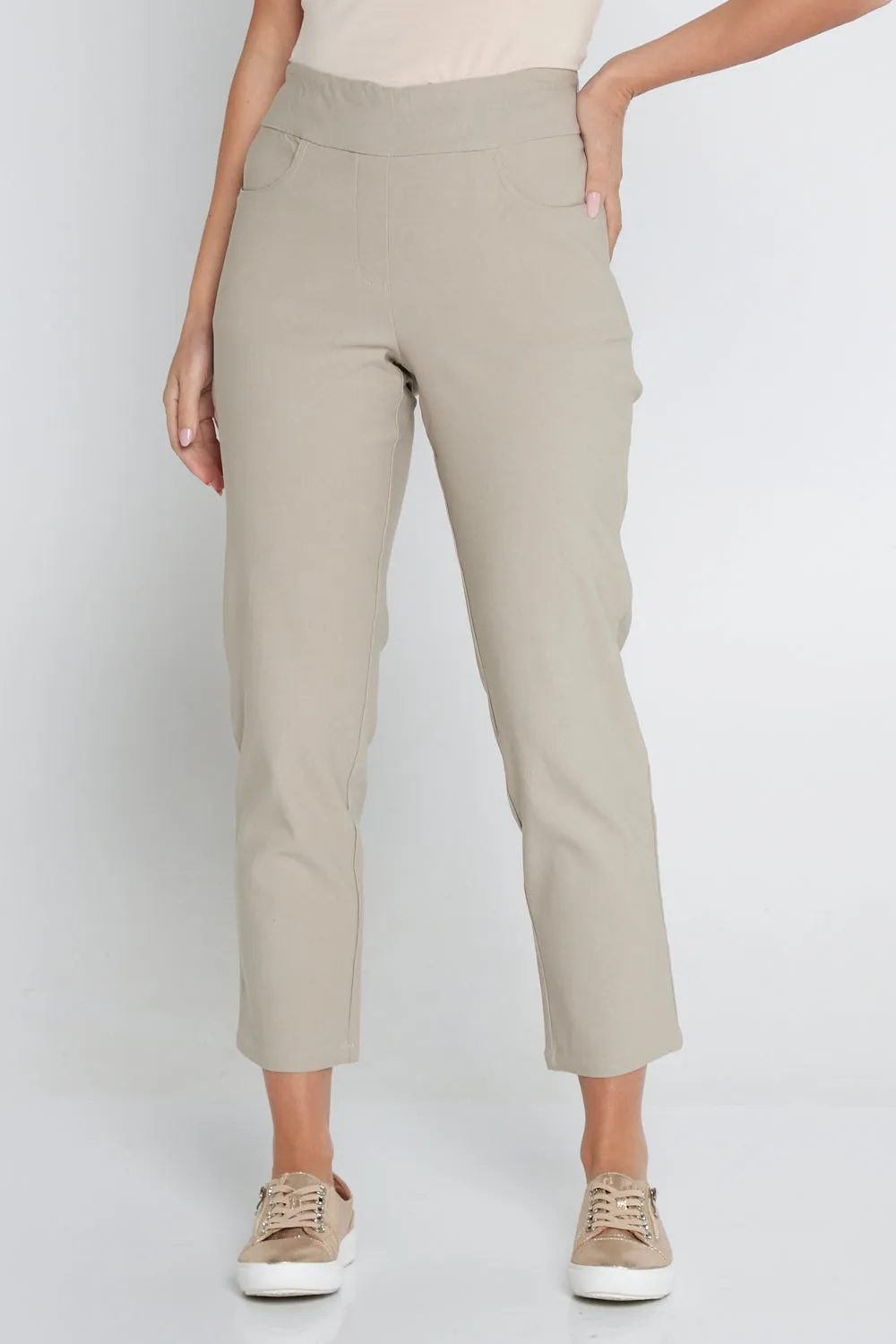 Dana Bengaline Capri Pants - Beige