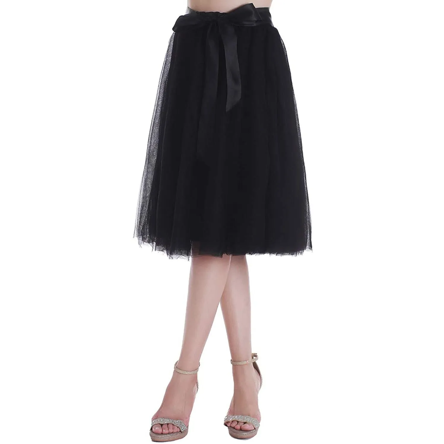 Dancina Women's A-Line Tea Length Midi Tulle Skirt - Regular and Plus Size