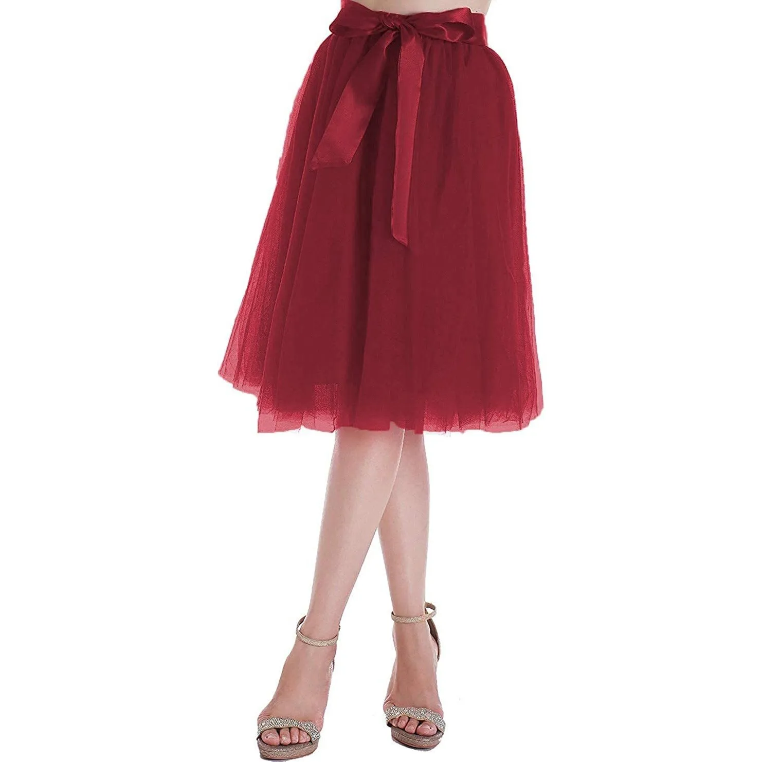 Dancina Women's A-Line Tea Length Midi Tulle Skirt - Regular and Plus Size