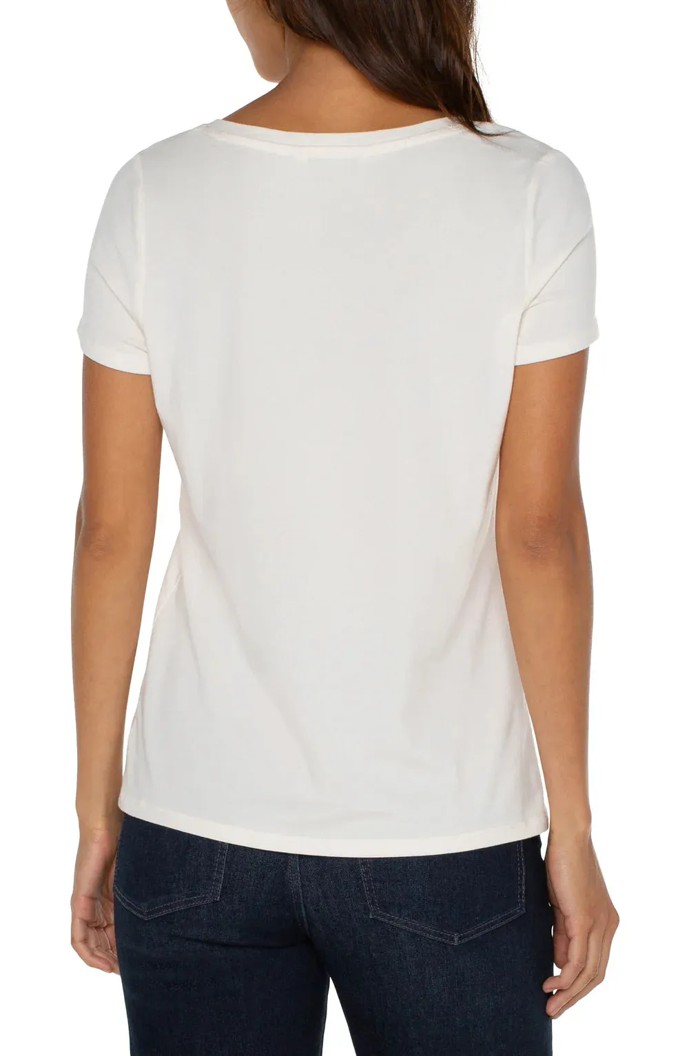 French Cream Slim Fit V-Neck Tee