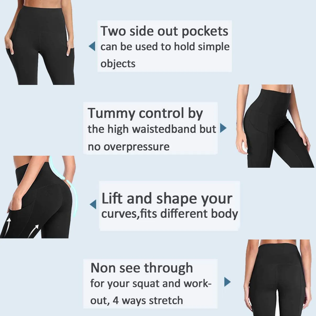 GAYHAY High Waist Yoga Pants with Pockets for Women - Soft Tummy Control 4 Way Stretch Capri Leggings for Workout Running