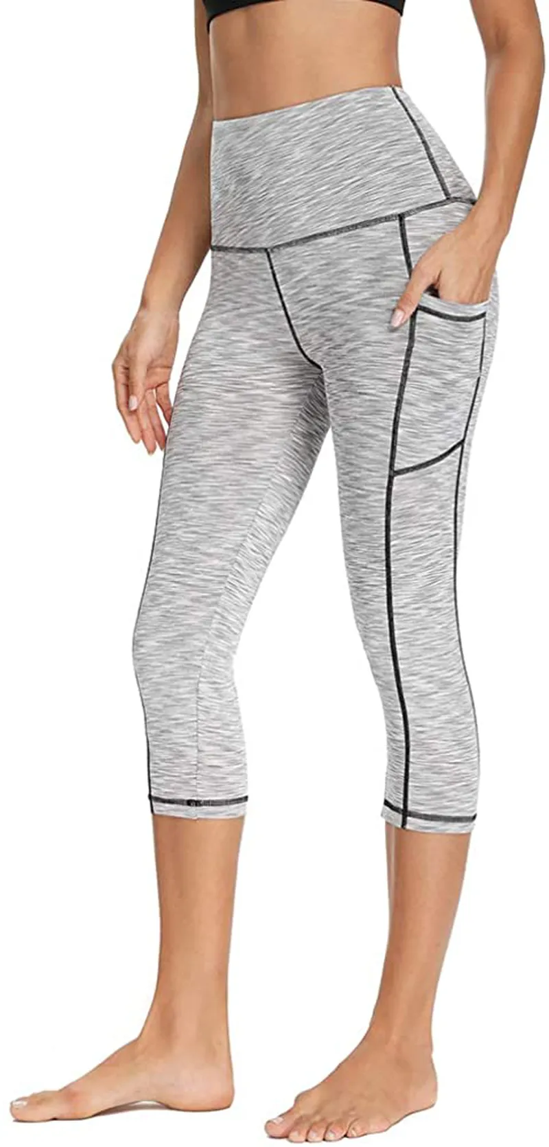 GAYHAY High Waist Yoga Pants with Pockets for Women - Soft Tummy Control 4 Way Stretch Capri Leggings for Workout Running