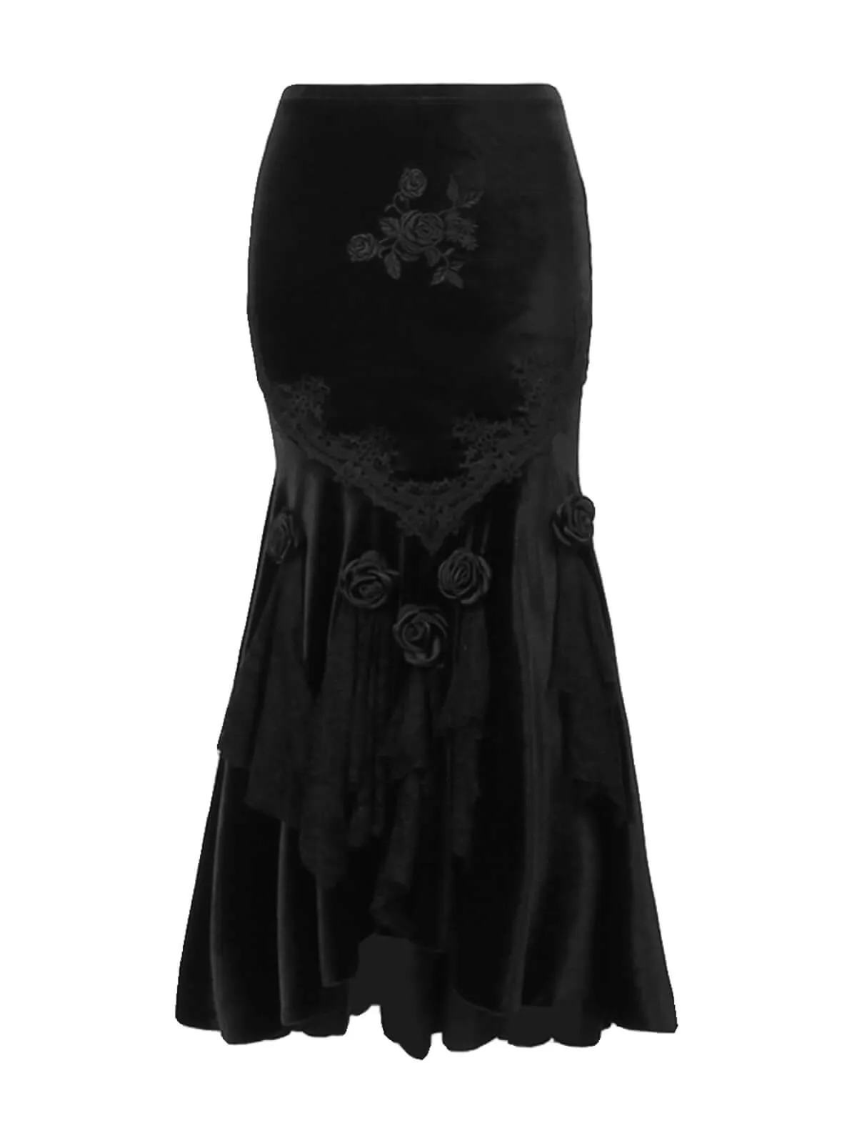 Gothic floral fishtail skirt