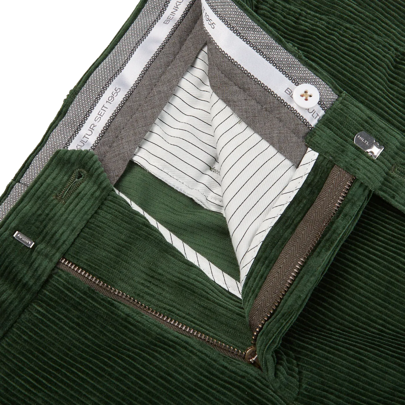 Green Cotton Corduroy Regular Fit Chinos