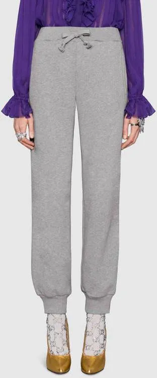 Grey Stripe Embroidered Jogging Pants