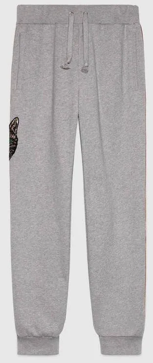 Grey Stripe Embroidered Jogging Pants