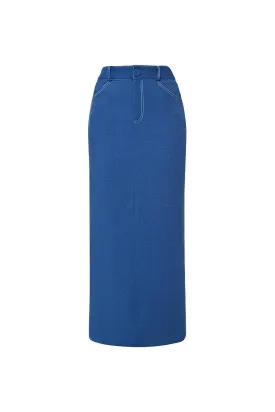 Hobb Pencil Zipper Wool Cotton Midi Skirt