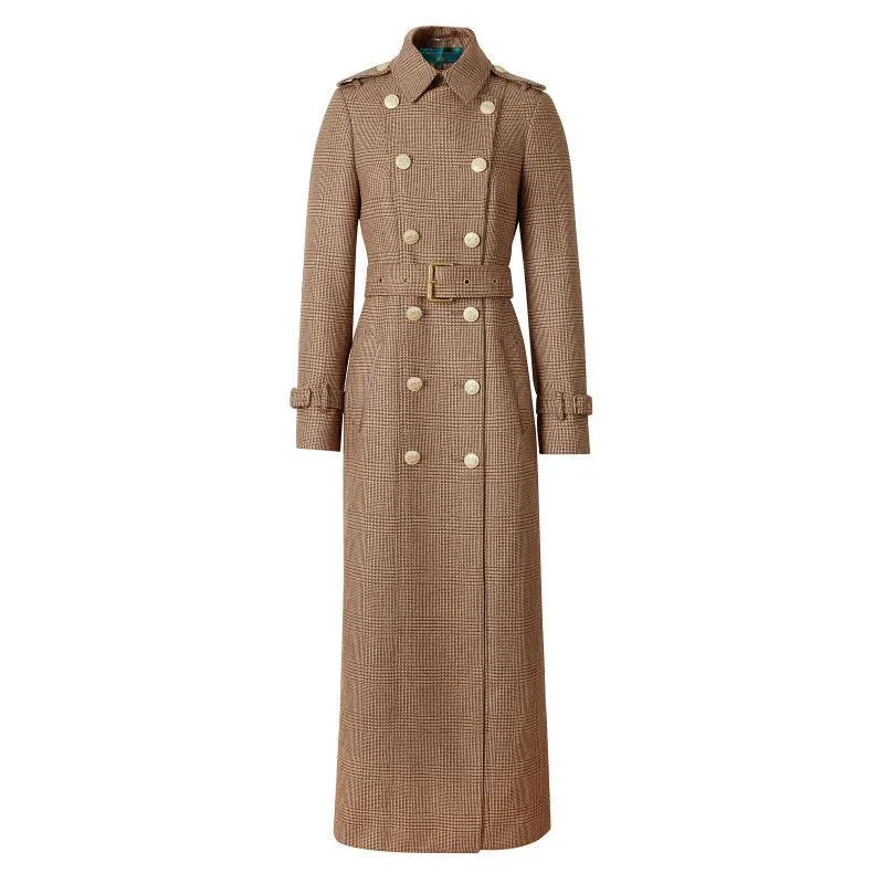 Holland Cooper Full Length Marlborough Ladies Tweed Trench Coat - Tawny