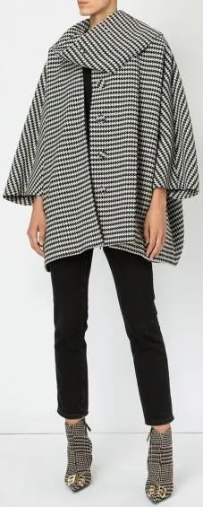 Houndstooth Patterned Coat