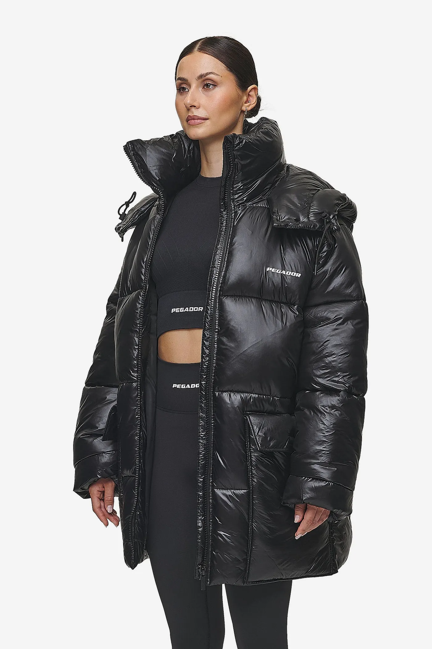 Izzy Light Glossy Short Puffer Coat Black