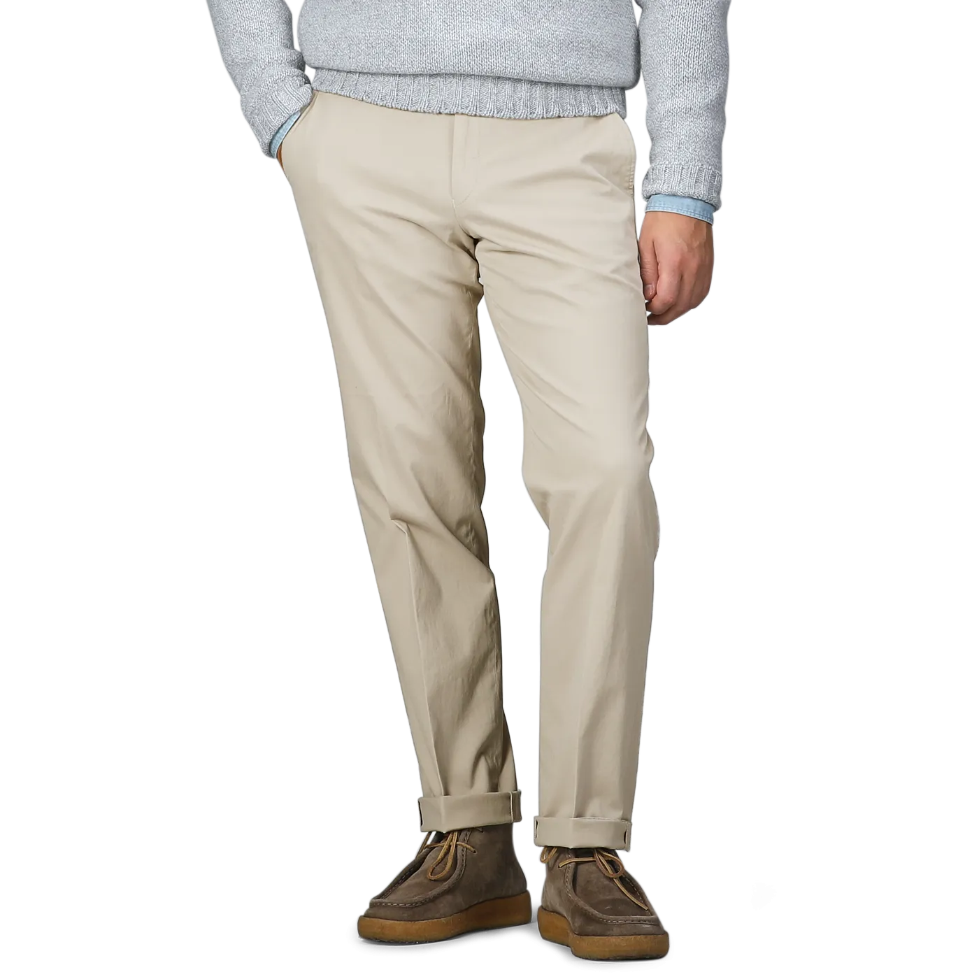 Khaki Cotton Stretch Regular Fit Chinos