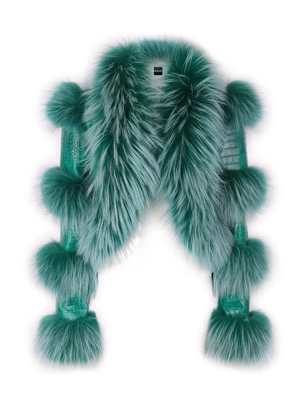 LITALY Fur Trim Leather Jacket in Green