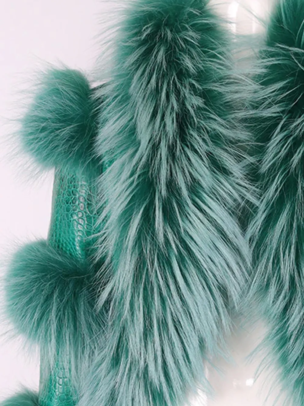 LITALY Fur Trim Leather Jacket in Green