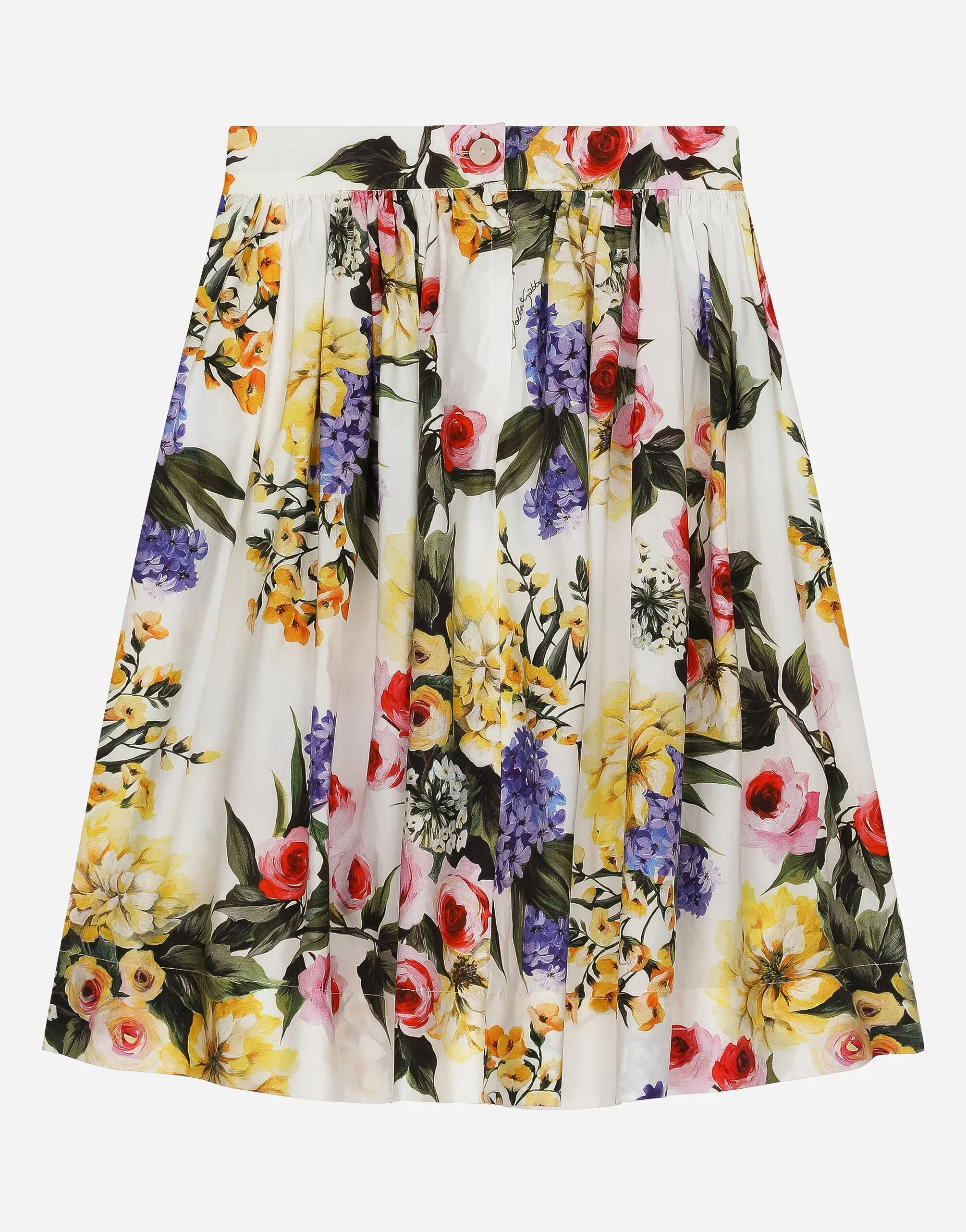 Long Garden-Print Poplin Skirt