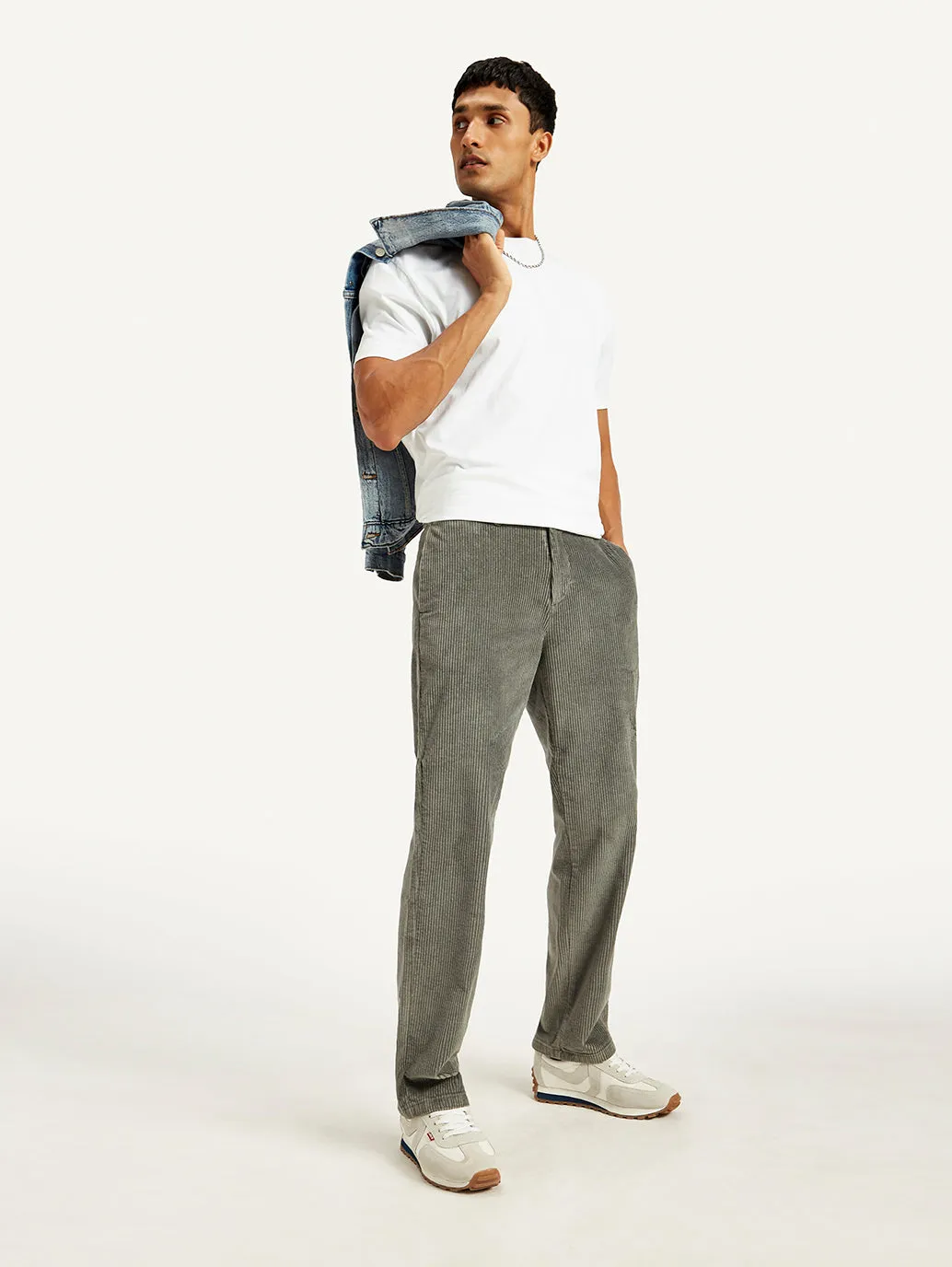 Men's Grey Straight Fit Chinos