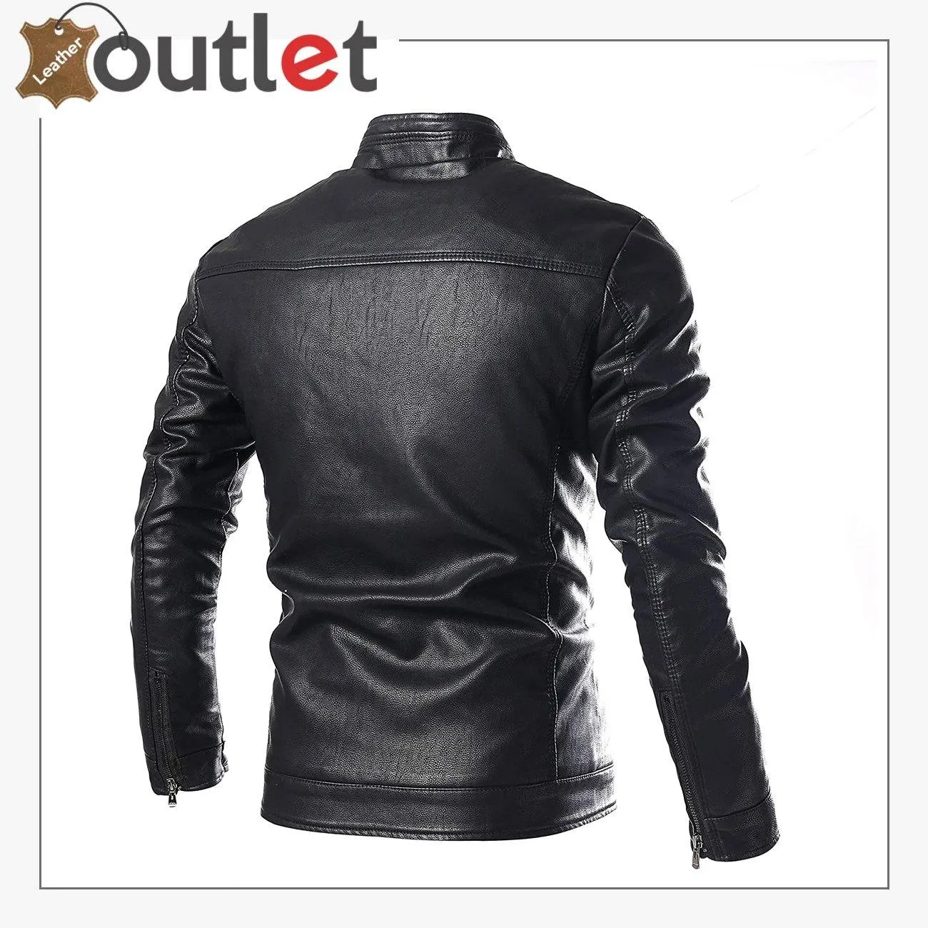 Mens Real Black Fashion Leather Jacket For Motorcycle Biker