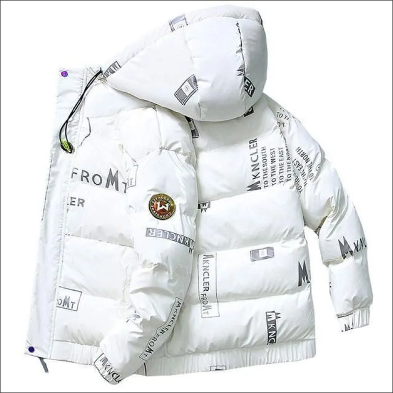 Men's Winter Hooded Shiny Quilted Padded Bubble Scally Coat