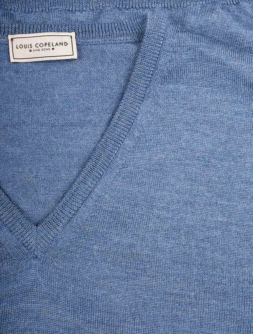 Merino V Neck Blue