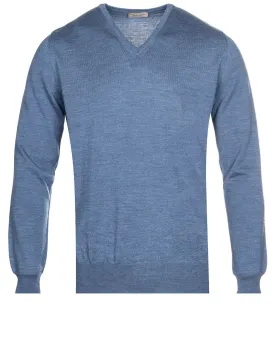 Merino V Neck Blue