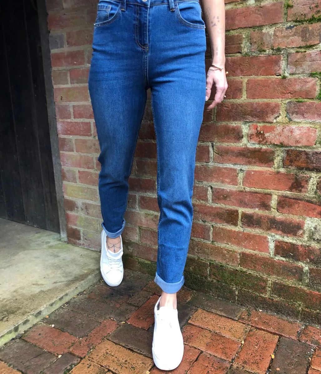 Mid Blue Straight Leg Jeans