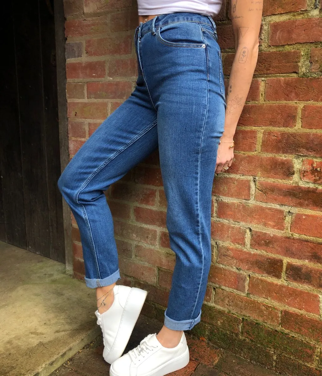 Mid Blue Straight Leg Jeans