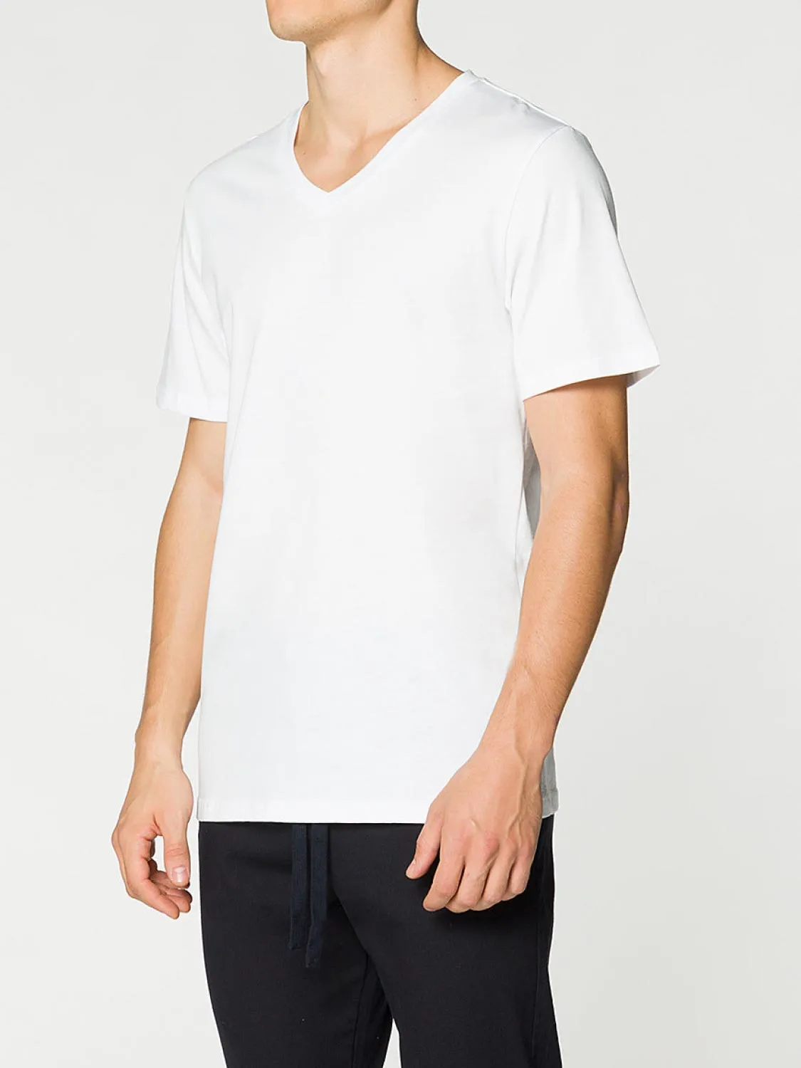 Modal Blend V-neck T-shirt White