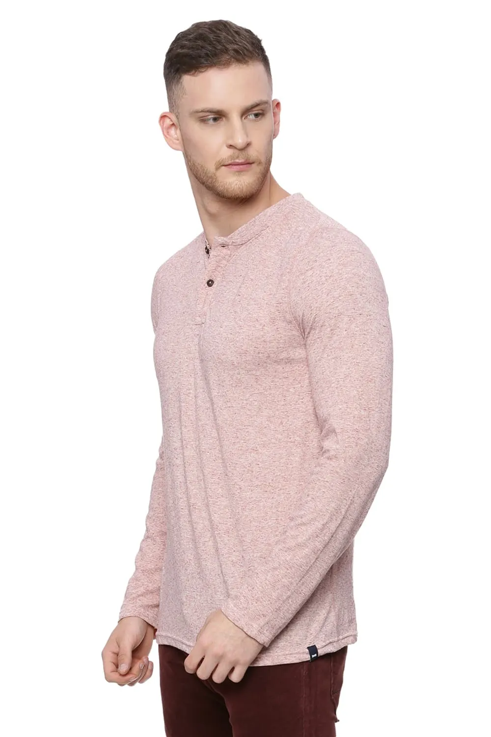 Muscle Fit Henley Long Sleeve T Shirt