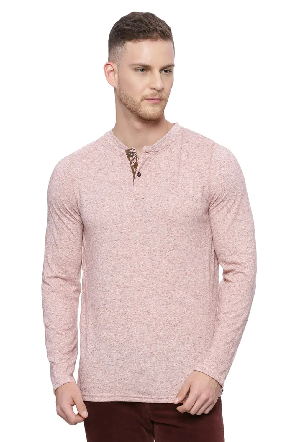 Muscle Fit Henley Long Sleeve T Shirt