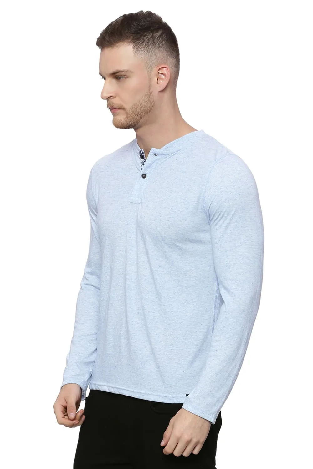 Muscle Fit Henley Long Sleeve T Shirt