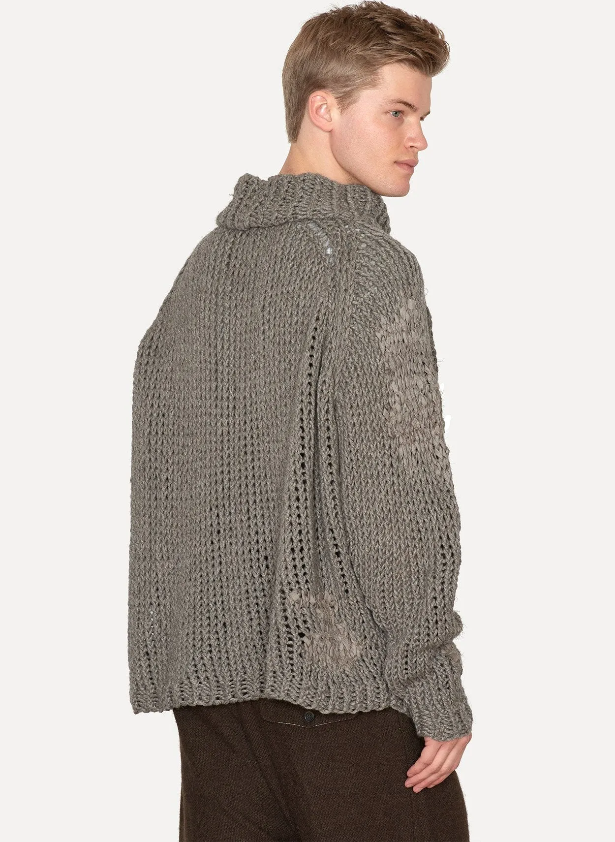 Natural Grey Yak Chunky Hand Knitted Turtleneck