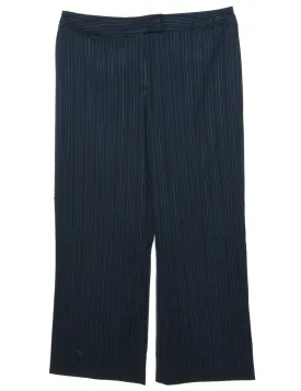 Navy & White Straight-Leg Pinstriped Trousers - W38 L28